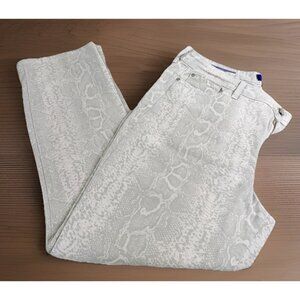 NYDJ Sz 14 ( Actual 36x26) Tan Snake Print Sheri Slim Pants Cotton Blend EUC